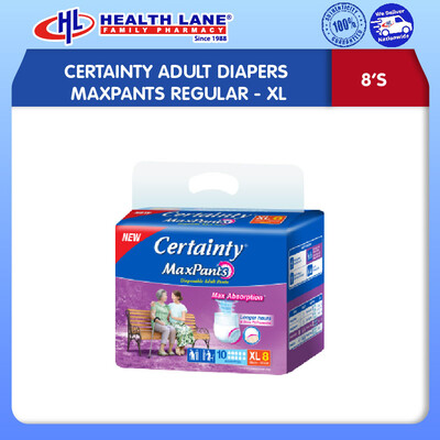 CERTAINTY ADULT DIAPERS MAXPANTS REGULAR- XL (8'S)